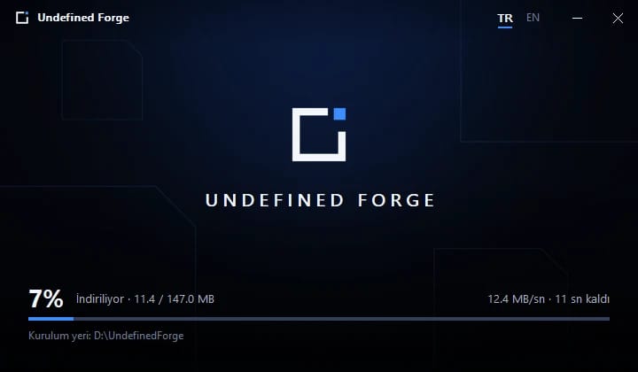 Undefined Forge kurulumu: indirme ilerlemesi